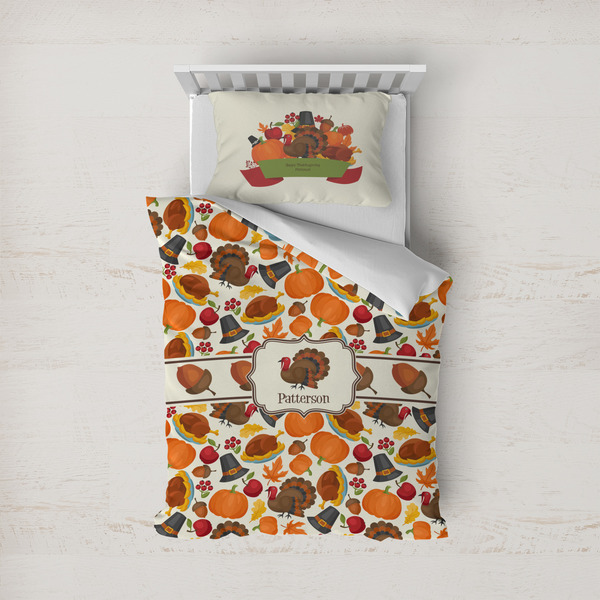 Custom Traditional Thanksgiving Duvet Cover Set - Twin (Personalized)
