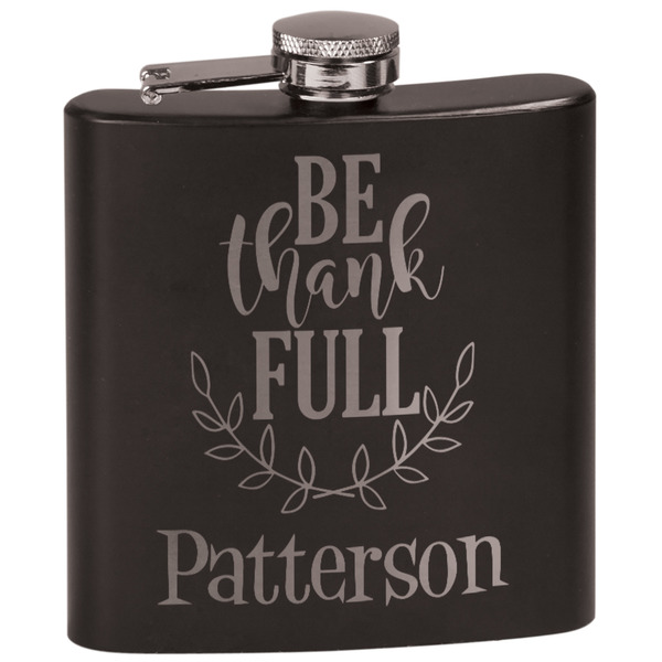 Custom Traditional Thanksgiving Black Flask Set (Personalized)