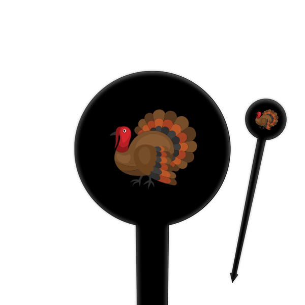 Custom Traditional Thanksgiving 4" Round Plastic Food Picks - Black - Single Sided