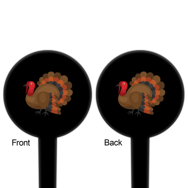 Traditional Thanksgiving Black Plastic 4" Food Pick - Round - Double Sided - Front & Back