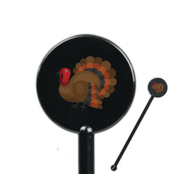 Traditional Thanksgiving 5.5" Round Plastic Stir Sticks - Black - Single Sided