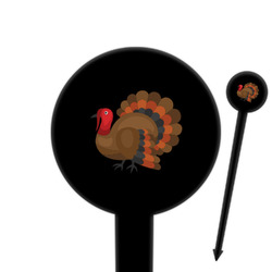 Traditional Thanksgiving 6" Round Plastic Food Picks - Black - Single Sided