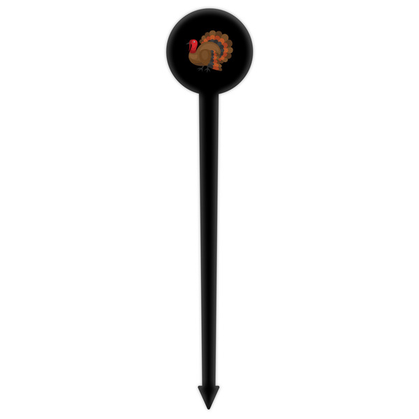 Traditional Thanksgiving Black Plastic 6" Food Pick - Round - Single Pick