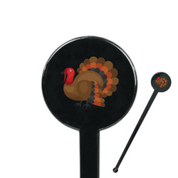 Traditional Thanksgiving 7" Round Plastic Stir Sticks - Black - Single Sided