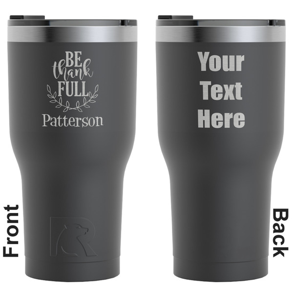 Custom Traditional Thanksgiving RTIC Tumbler - Black - Engraved Front & Back (Personalized)
