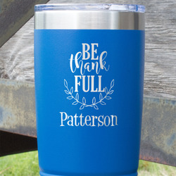 Traditional Thanksgiving 20 oz Stainless Steel Tumbler - Royal Blue - Single Sided (Personalized)
