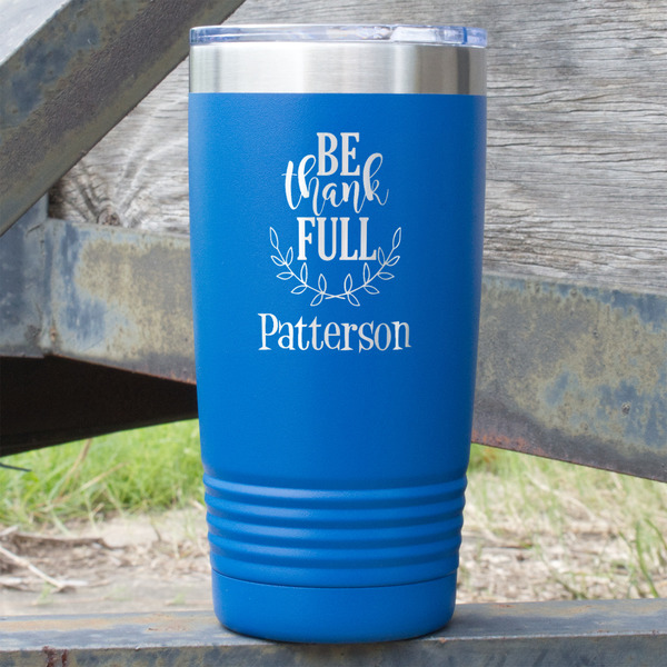 Custom Traditional Thanksgiving 20 oz Stainless Steel Tumbler - Royal Blue - Single Sided (Personalized)
