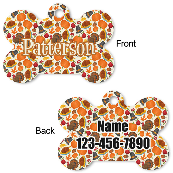 Traditional Thanksgiving Bone Shaped Dog ID Tag - Large - Approval