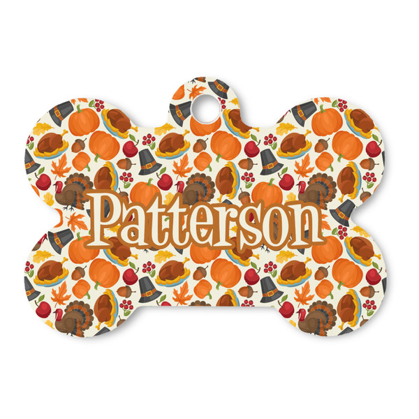Custom Traditional Thanksgiving Bone Shaped Dog ID Tag (Personalized)