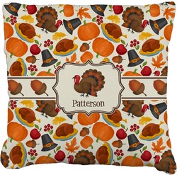 Traditional Thanksgiving Faux-Linen Throw Pillow 18" (Personalized)
