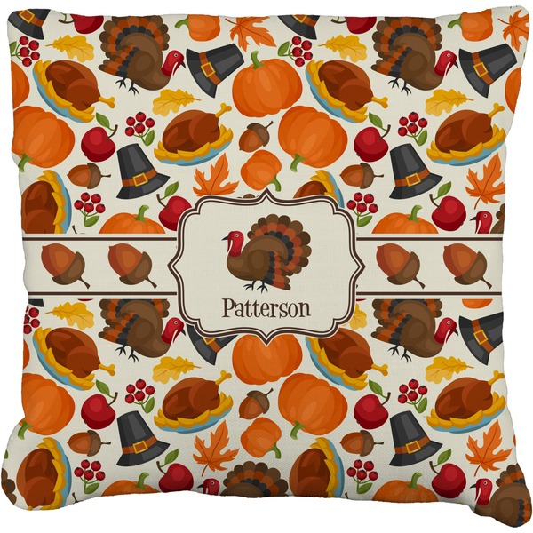 Custom Traditional Thanksgiving Faux-Linen Throw Pillow 20" (Personalized)