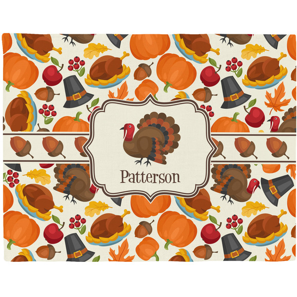 Custom Traditional Thanksgiving Woven Fabric Placemat - Twill w/ Name or Text