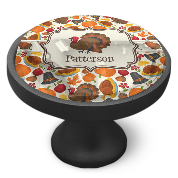 Traditional Thanksgiving Cabinet Knob - Black - Side