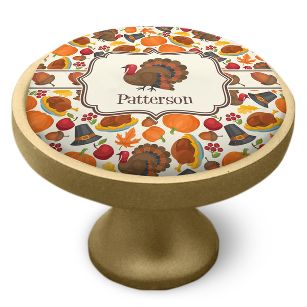 Traditional Thanksgiving Cabinet Knob - Gold - Side