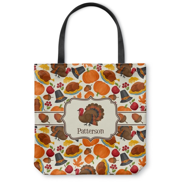 Custom Traditional Thanksgiving Canvas Tote Bag - Large - 18"x18" (Personalized)