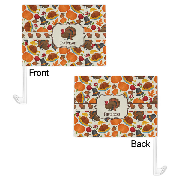 Traditional Thanksgiving Car Flag - 11" x 8" - Front & Back View