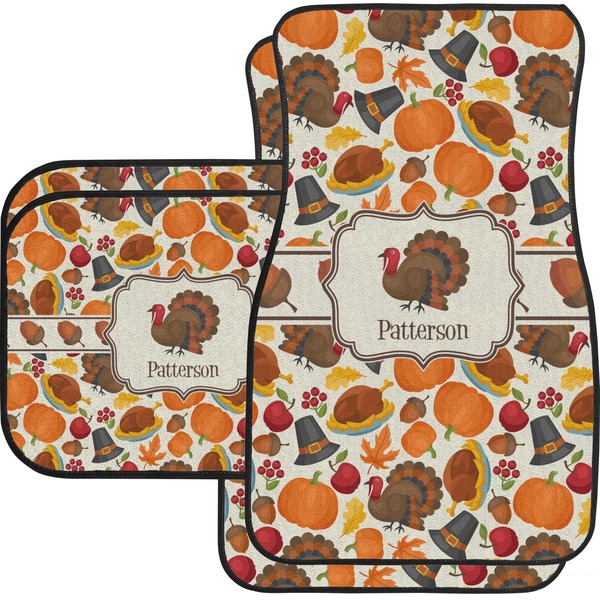 Custom Traditional Thanksgiving Car Floor Mats Set - 2 Front & 2 Back (Personalized)