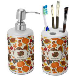 Traditional Thanksgiving Ceramic Bathroom Accessories Set (Personalized)