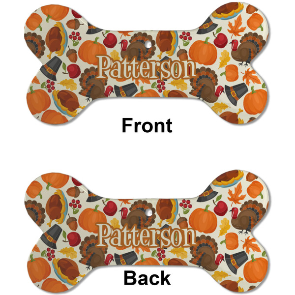 Traditional Thanksgiving Ceramic Flat Ornament - Bone Front & Back (APPROVAL)