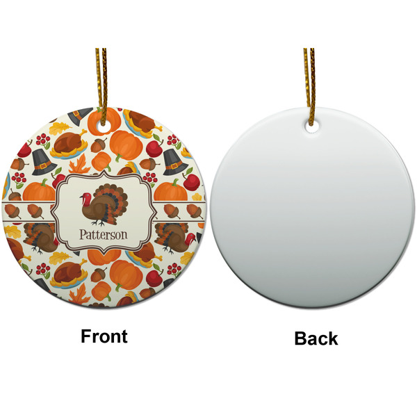 Traditional Thanksgiving Ceramic Flat Ornament - Circle Front & Back (APPROVAL)