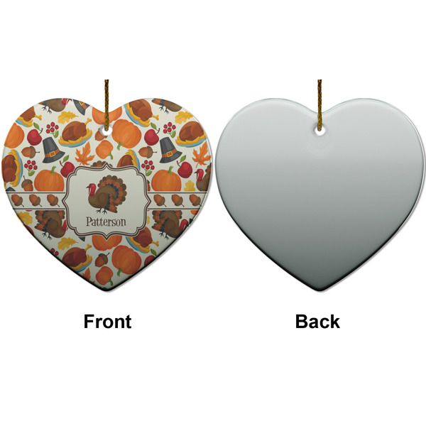 Traditional Thanksgiving Ceramic Flat Ornament - Heart Front & Back (APPROVAL)