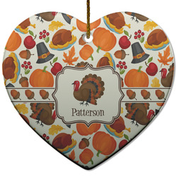 Traditional Thanksgiving Heart Ceramic Ornament w/ Name or Text