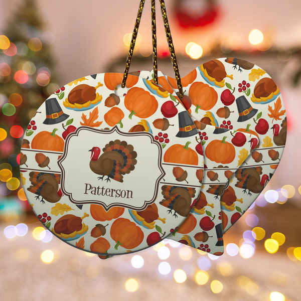 Custom Traditional Thanksgiving Ceramic Ornament w/ Name or Text