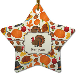 Traditional Thanksgiving Star Ceramic Ornament w/ Name or Text