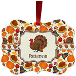 Traditional Thanksgiving Metal Frame Ornament - Double Sided w/ Name or Text