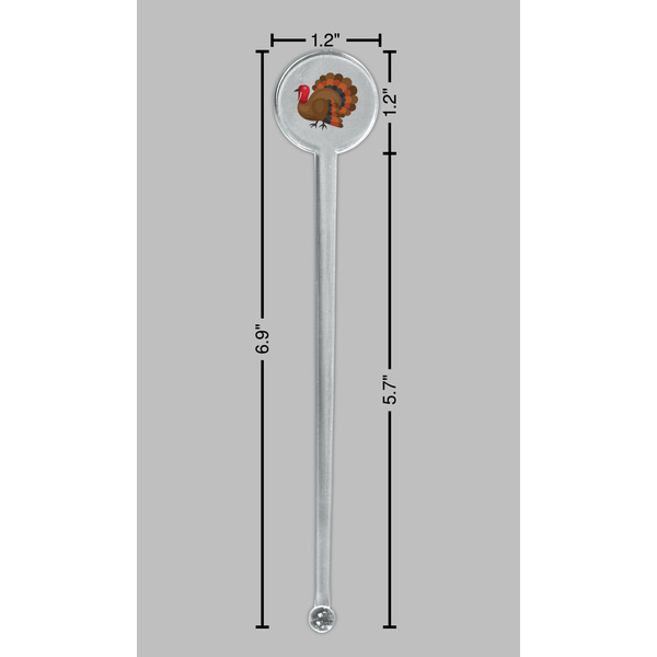 Traditional Thanksgiving Clear Plastic 7" Stir Stick - Round - Dimensions