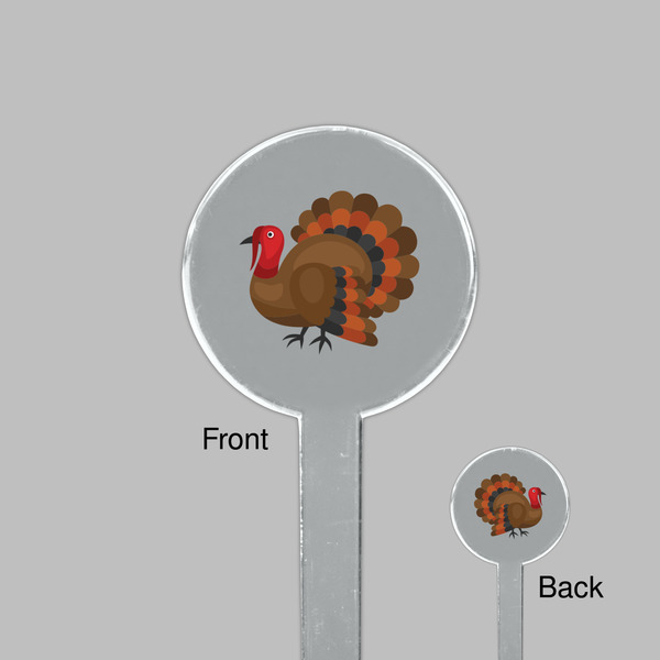 Traditional Thanksgiving Clear Plastic 7" Stir Stick - Round - Front & Back