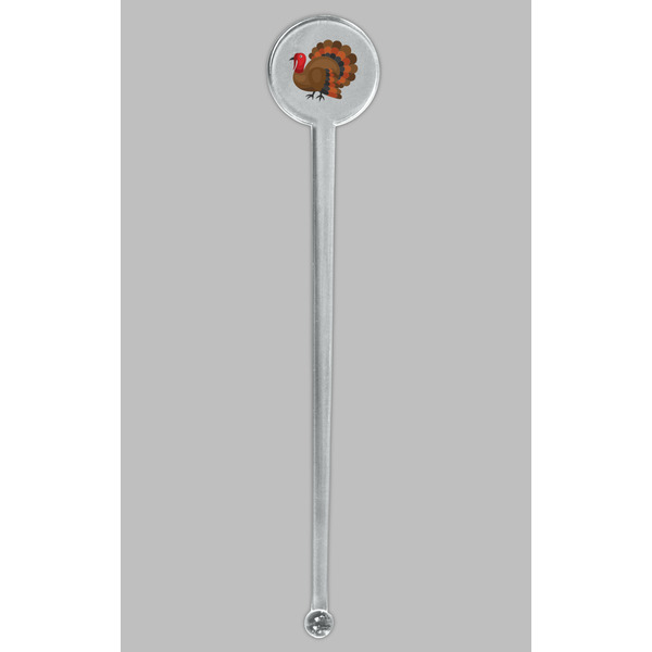 Traditional Thanksgiving Clear Plastic 7" Stir Stick - Round - Single Stick