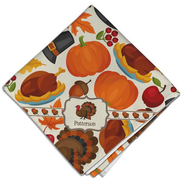 Custom Traditional Thanksgiving Cloth Dinner Napkin - Single w/ Name or Text