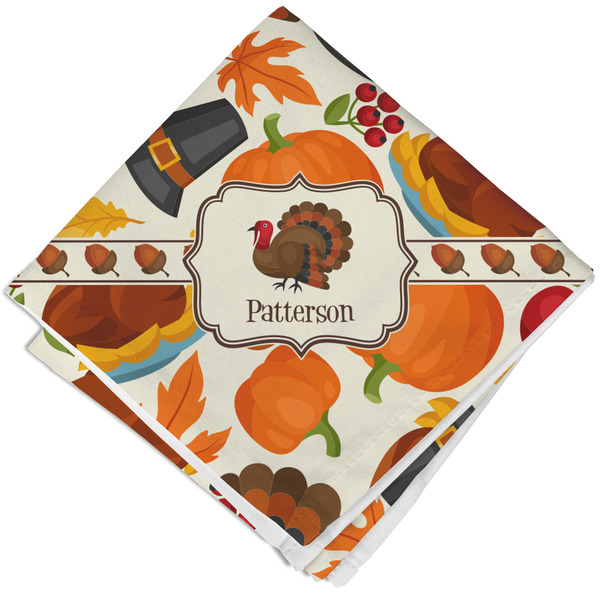 Custom Traditional Thanksgiving Cloth Cocktail Napkin - Single w/ Name or Text