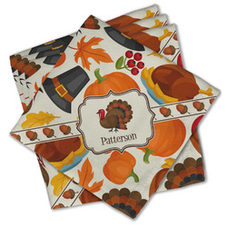 Traditional Thanksgiving Cloth Cocktail Napkins - Set of 4 w/ Name or Text