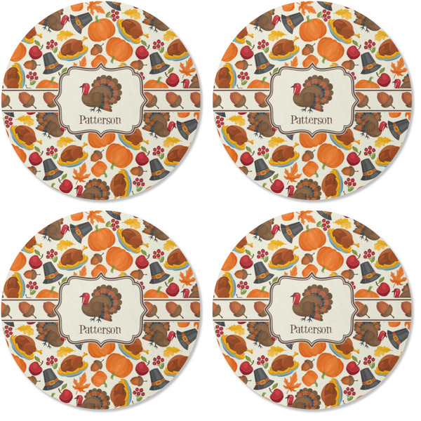 Traditional Thanksgiving Coaster Round Rubber Back - Apvl