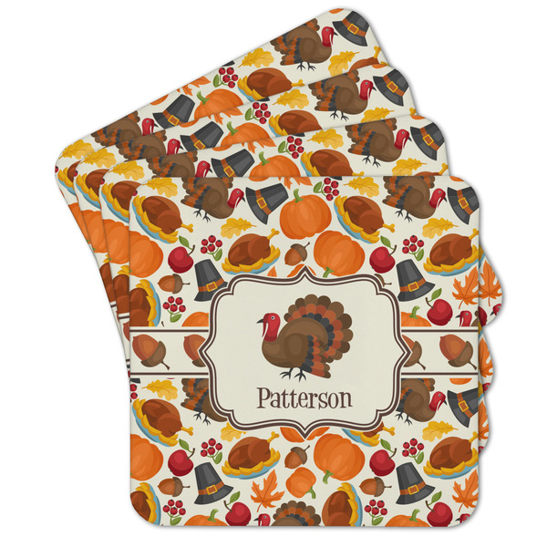 Custom Traditional Thanksgiving Cork Coaster - Set of 4 w/ Name or Text