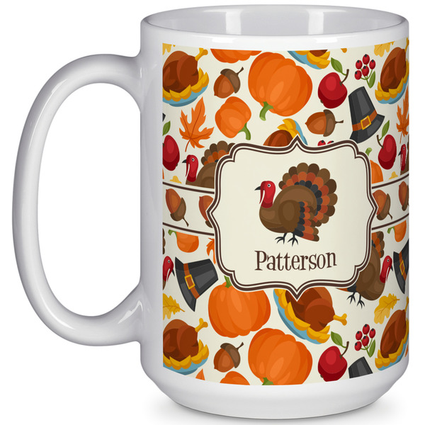 Custom Traditional Thanksgiving 15 Oz Coffee Mug - White (Personalized)