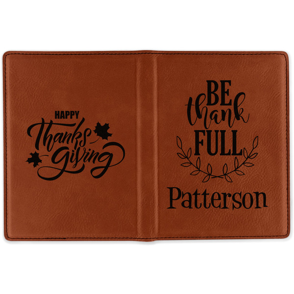 Traditional Thanksgiving Cognac Leather Passport Holder Outside Double Sided - Apvl