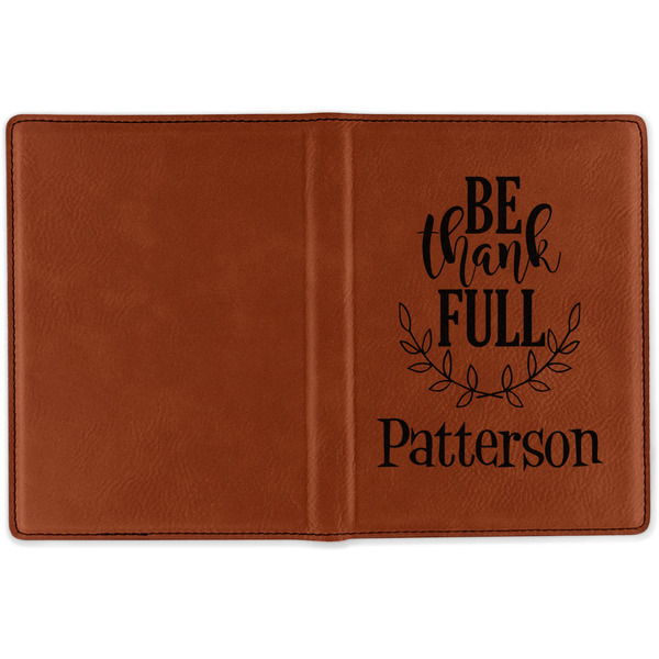 Traditional Thanksgiving Cognac Leather Passport Holder Outside Single Sided - Apvl