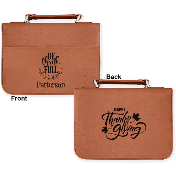 Traditional Thanksgiving Cognac Leatherette Bible Covers - Large Double Sided Apvl