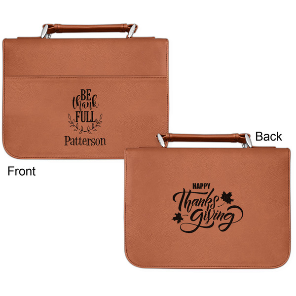Traditional Thanksgiving Cognac Leatherette Bible Covers - Small Double Sided Apvl