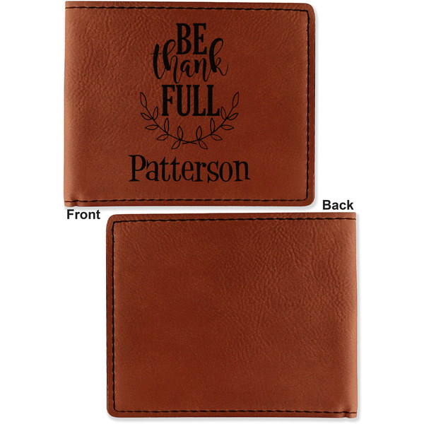 Traditional Thanksgiving Cognac Leatherette Bifold Wallets - Front and Back Single Sided - Apvl