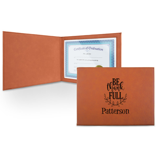 Custom Traditional Thanksgiving Leatherette Certificate Holder - Front (Personalized)