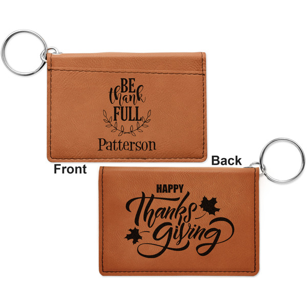 Traditional Thanksgiving Cognac Leatherette Keychain ID Holders - Front and Back Apvl