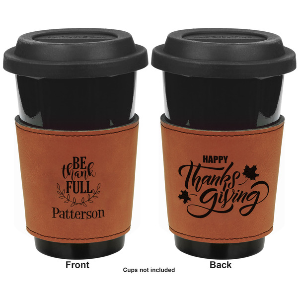 Traditional Thanksgiving Cognac Leatherette Mug Sleeve - Double Sided Apvl