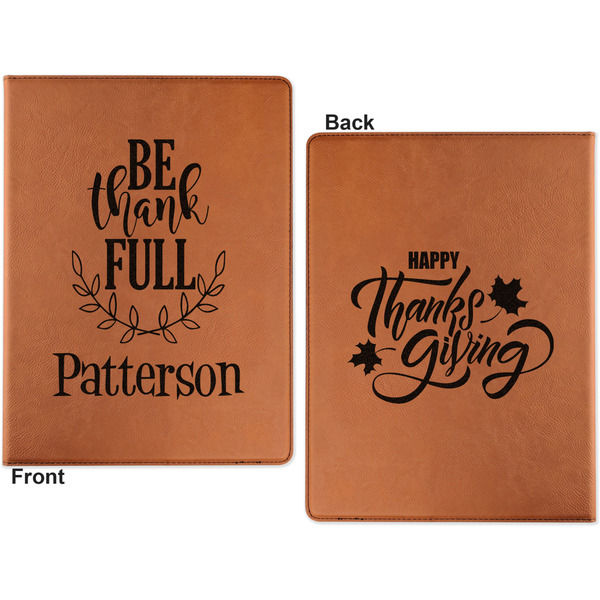 Traditional Thanksgiving Cognac Leatherette Portfolios with Notepad - Large - Double Sided - Apvl