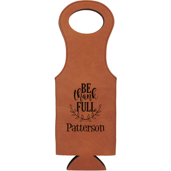 Custom Traditional Thanksgiving Leatherette Wine Tote - Single Sided (Personalized)