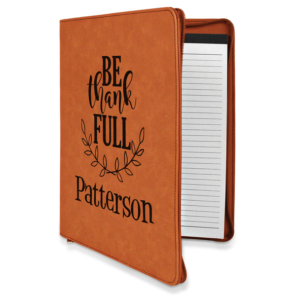 Custom Traditional Thanksgiving Leatherette Zipper Portfolio with Notepad (Personalized)
