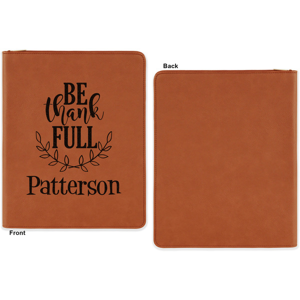 Traditional Thanksgiving Cognac Leatherette Zipper Portfolios with Notepad - Single Sided - Apvl
